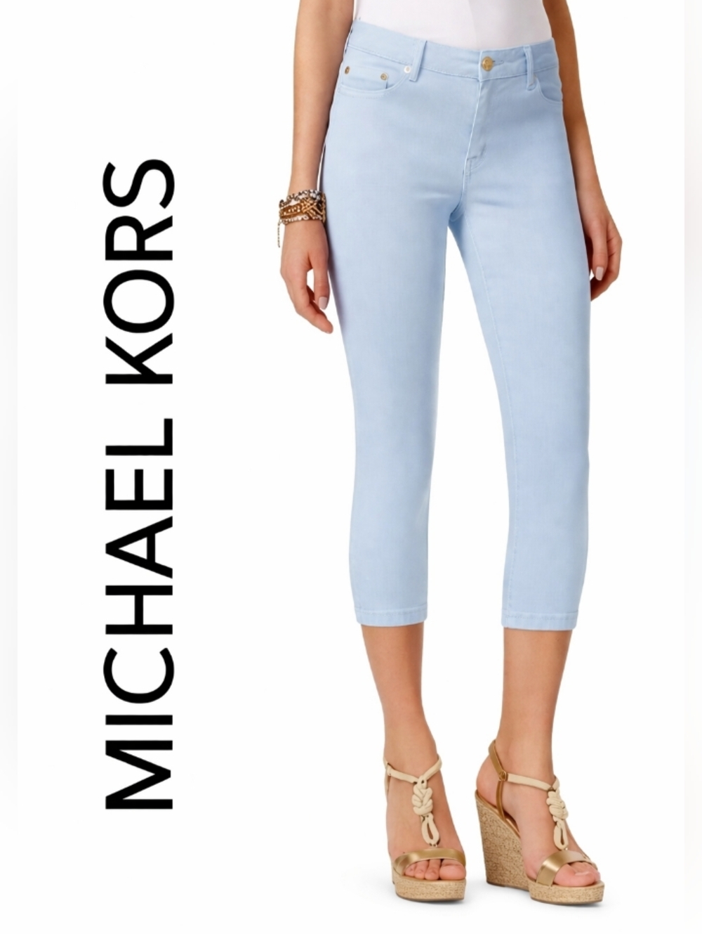 Michael Kors Izzy Light Wash Skinny Capri Jeans